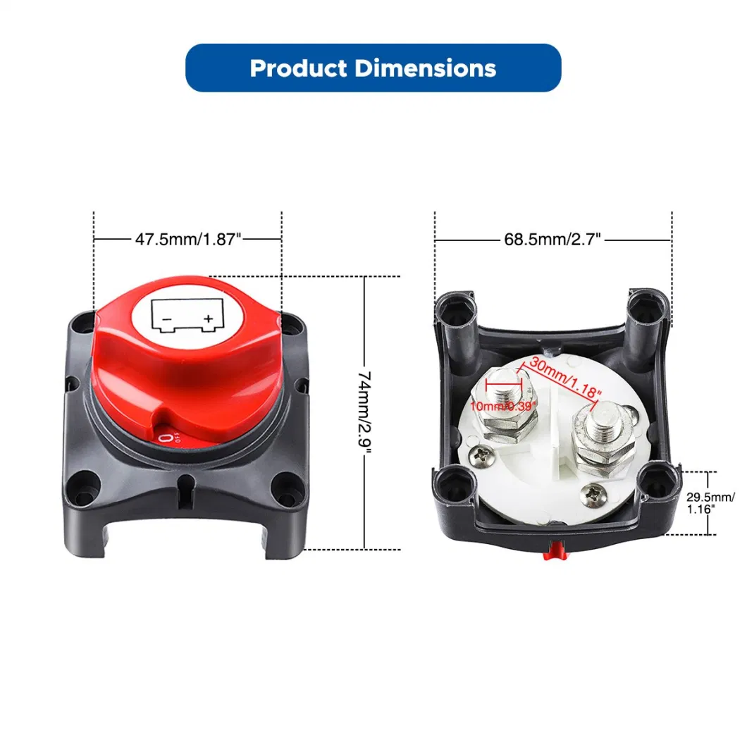 Battery Switch 12V - 48V Battery Cut off Switch Dual Battery Disconnect Switch