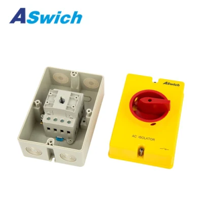 Aswich 20A 4 pólos 690V 3 fases caixa amarela rotativa isolador AC para sistema de energia de bateria solar fotovoltaica